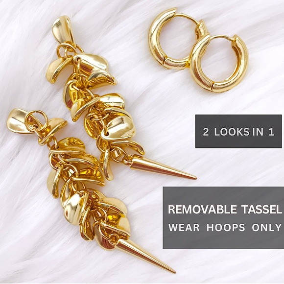 🔵𝟲𝟱%𝗢𝗙𝗙 𝗯𝘂𝗻𝗱𝗹𝗲𝘀 𝟯+🔵 NEW Long Tassel Gold Floral Drop Earrings - Picture 5 of 10